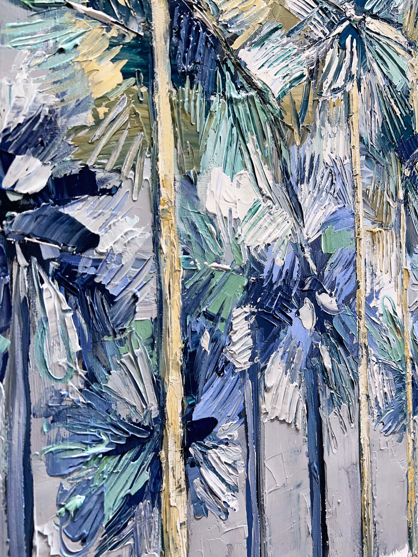 a painting of a group of palm trees