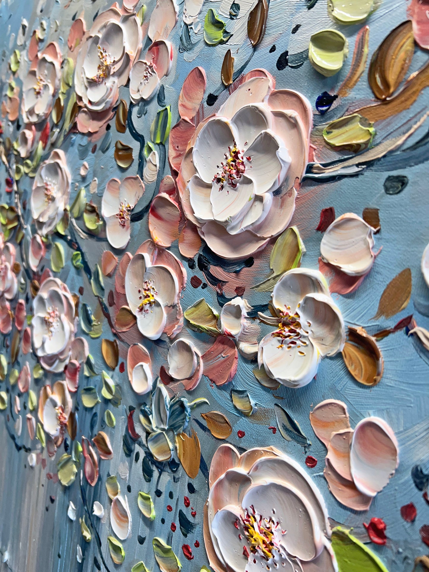 a painting of flowers painted on a wall