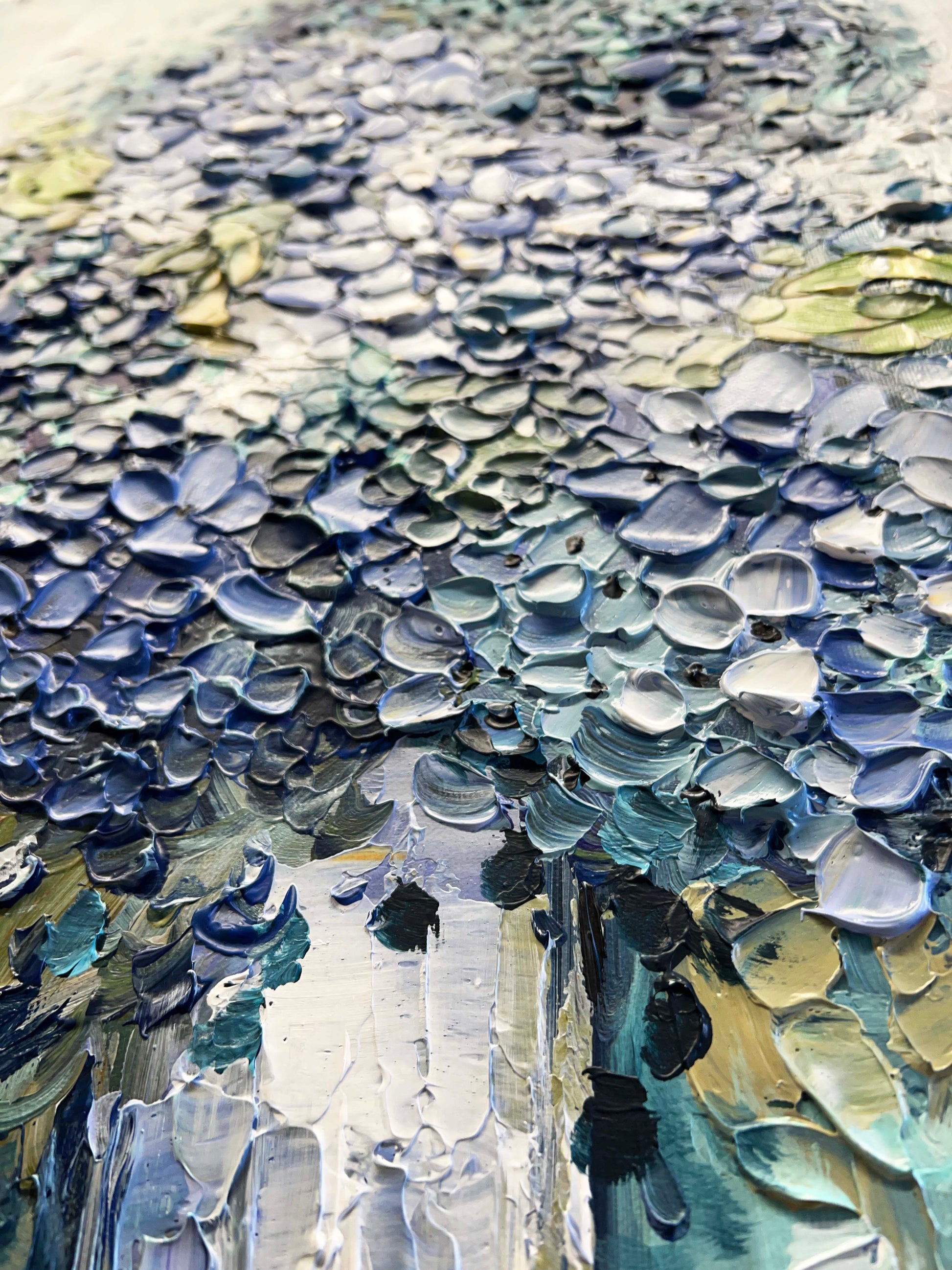 a close up of a piece of art with many different colors