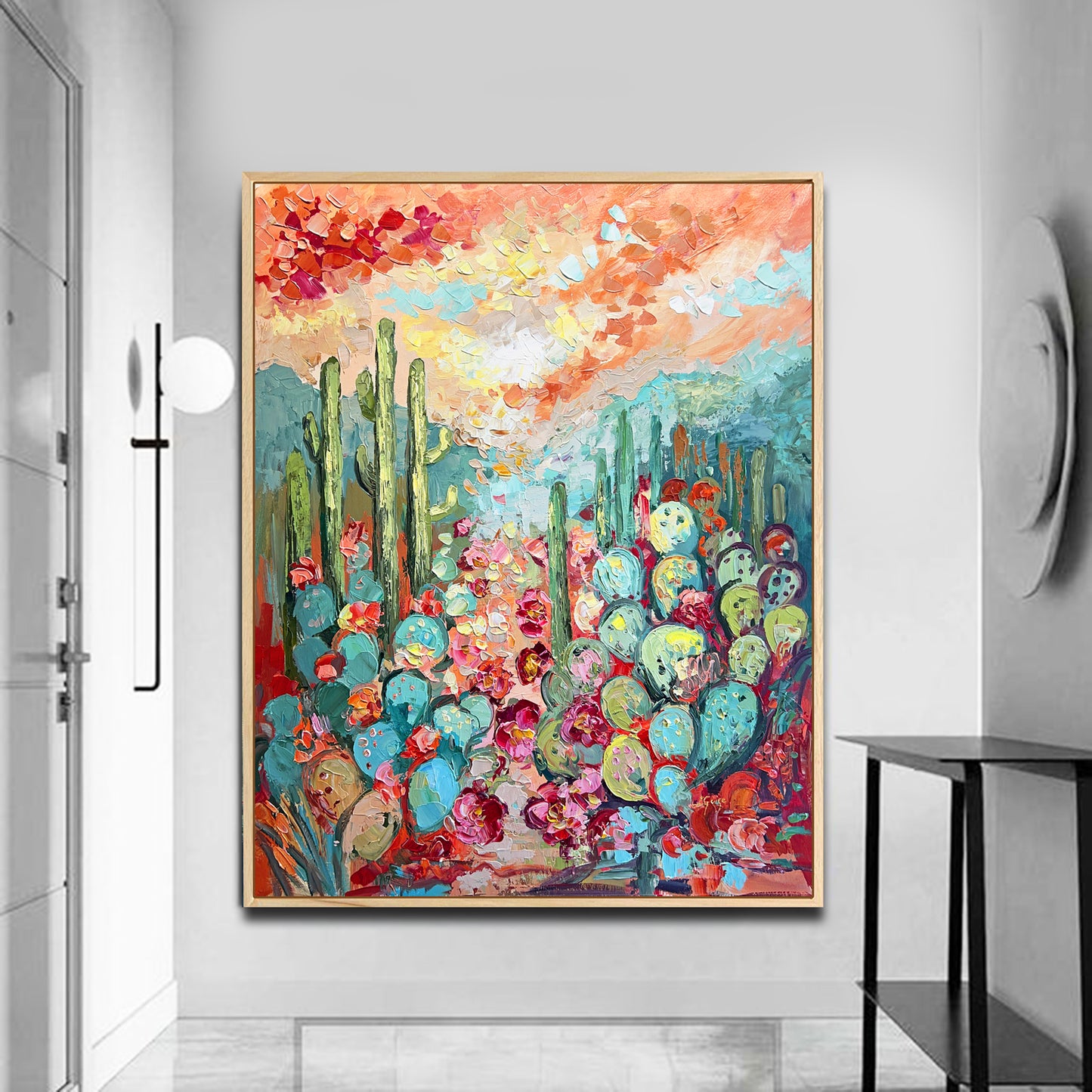 a painting on a wall in a room