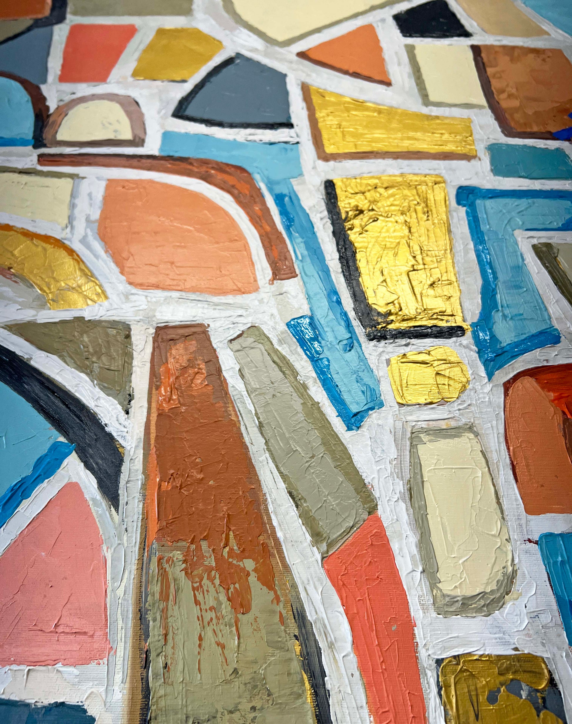 a close up of a painting with many different colors