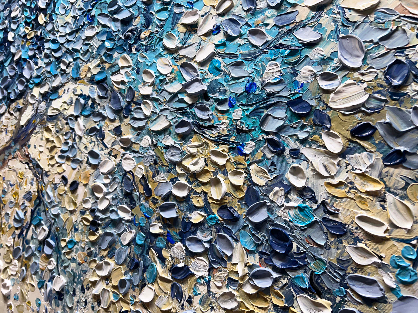 a close up of a wall covered in lots of different colors