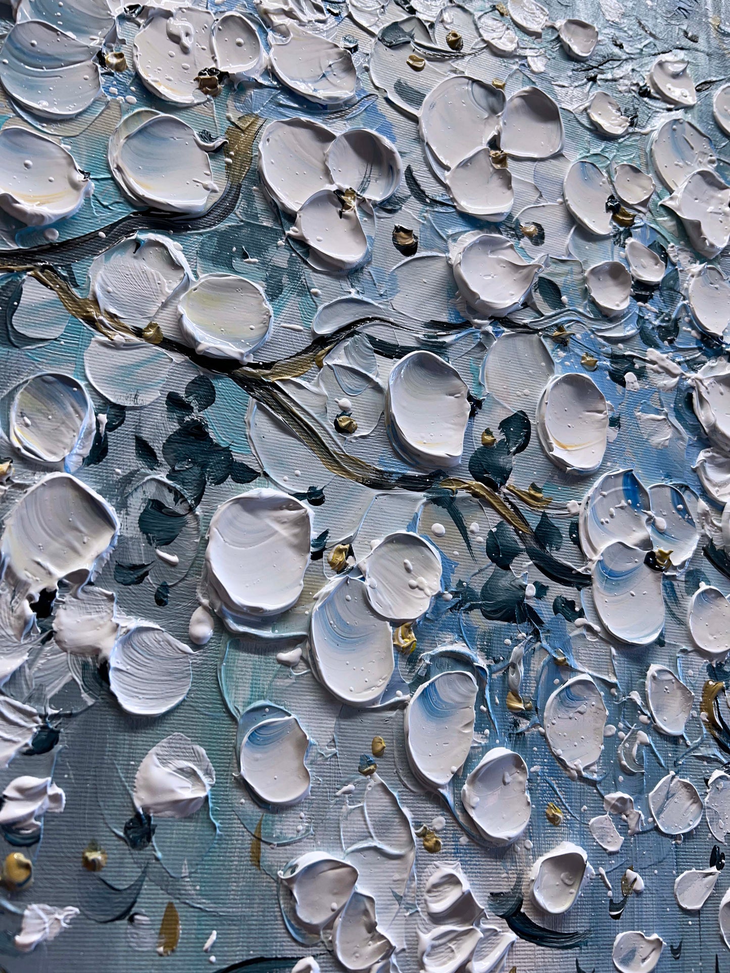 a painting of a tree with lots of leaves on it