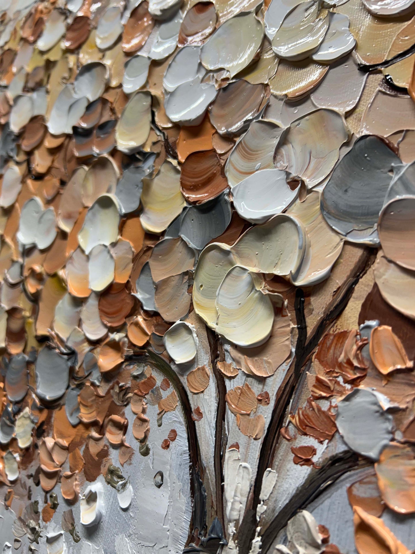 a painting of a tree with lots of leaves on it