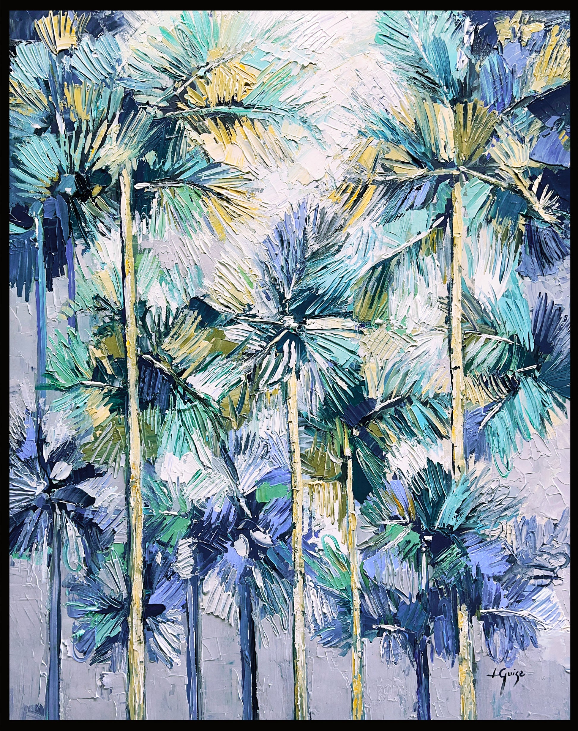 a painting of a group of palm trees