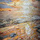 a painting of a sunset over a body of water