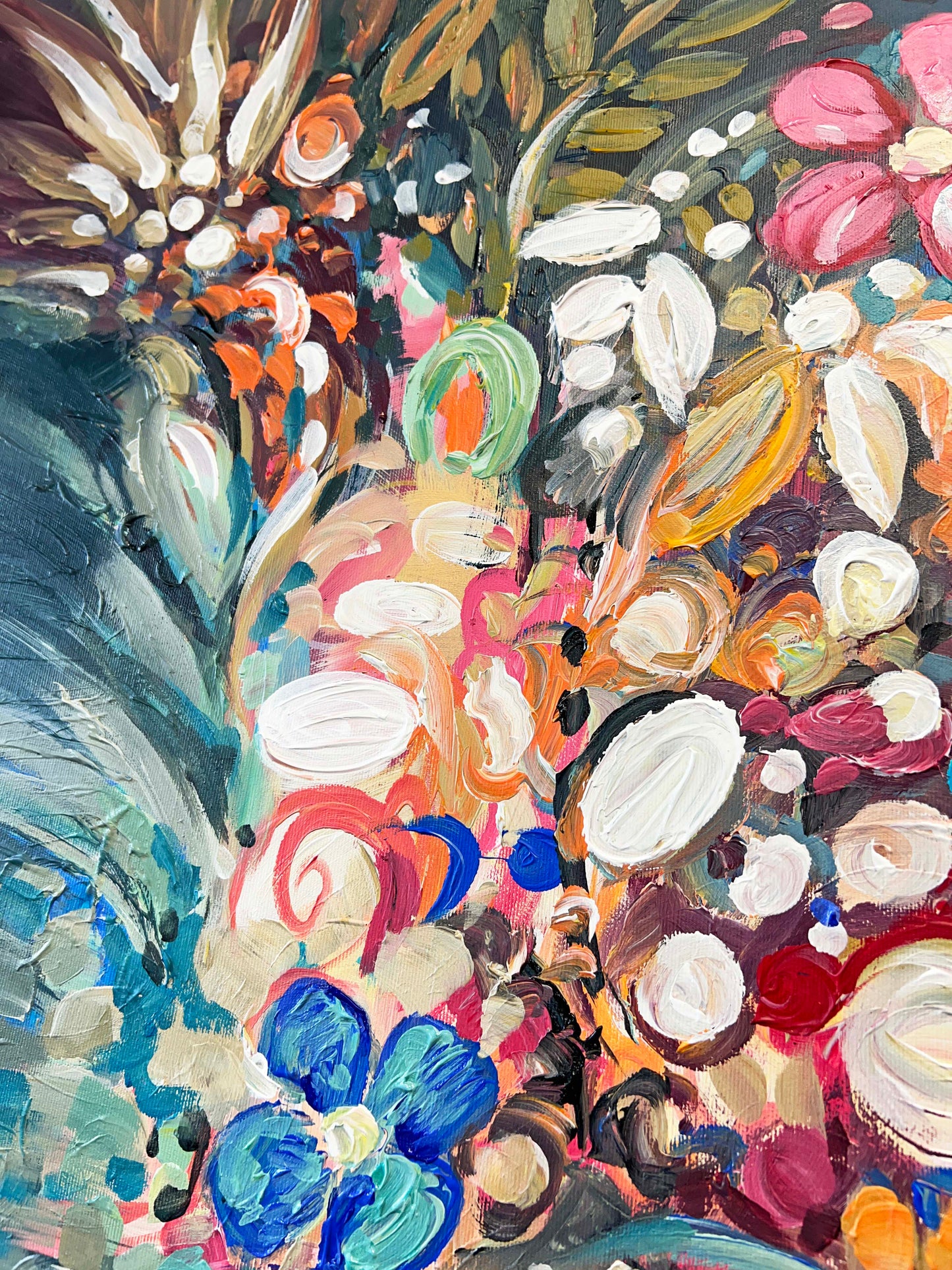 a painting of a bunch of flowers in a vase