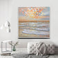 a living room with a couch and a painting on the wall