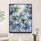 a painting of palm trees in a living room