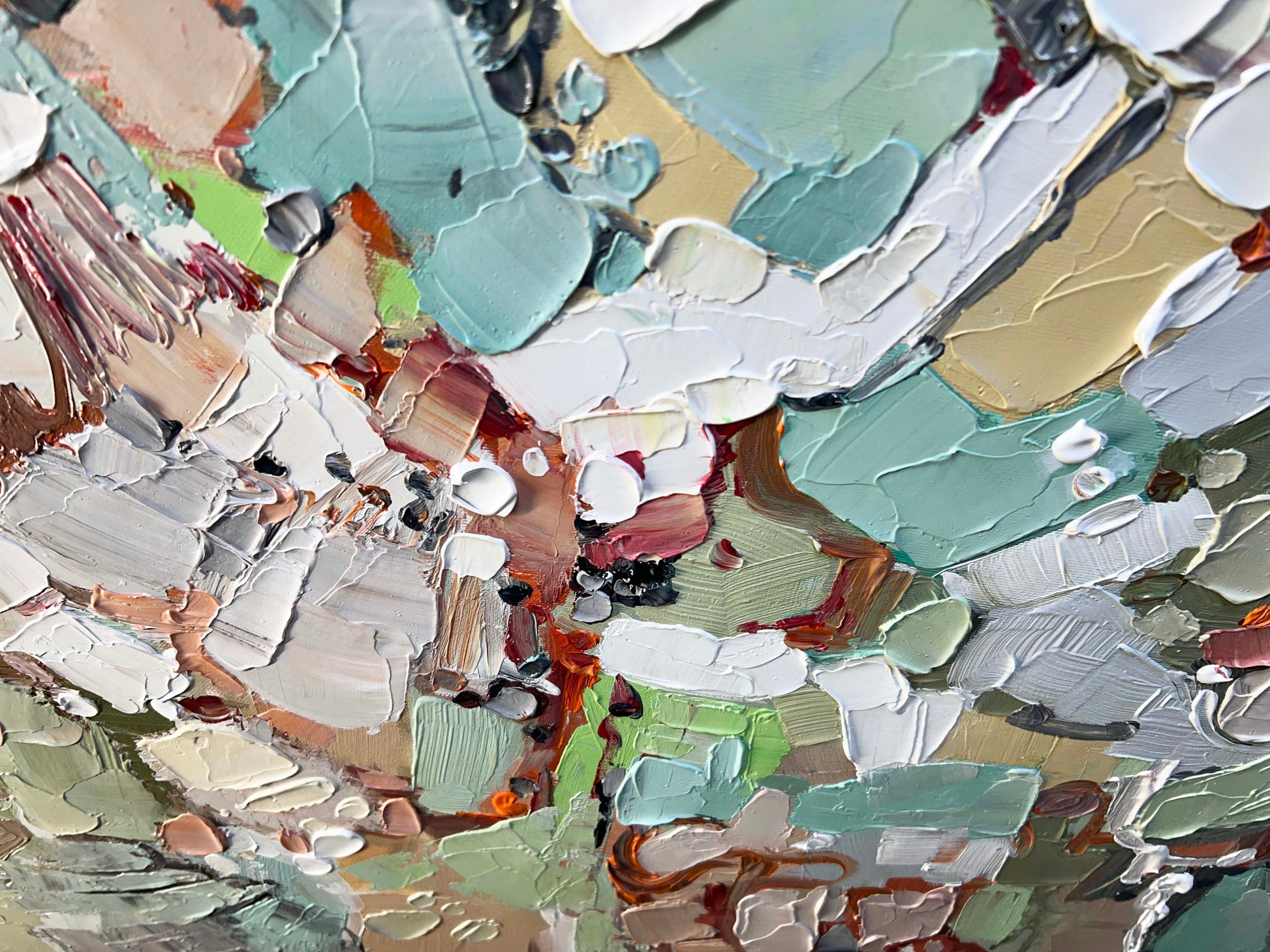 a close up of a piece of art made out of broken glass