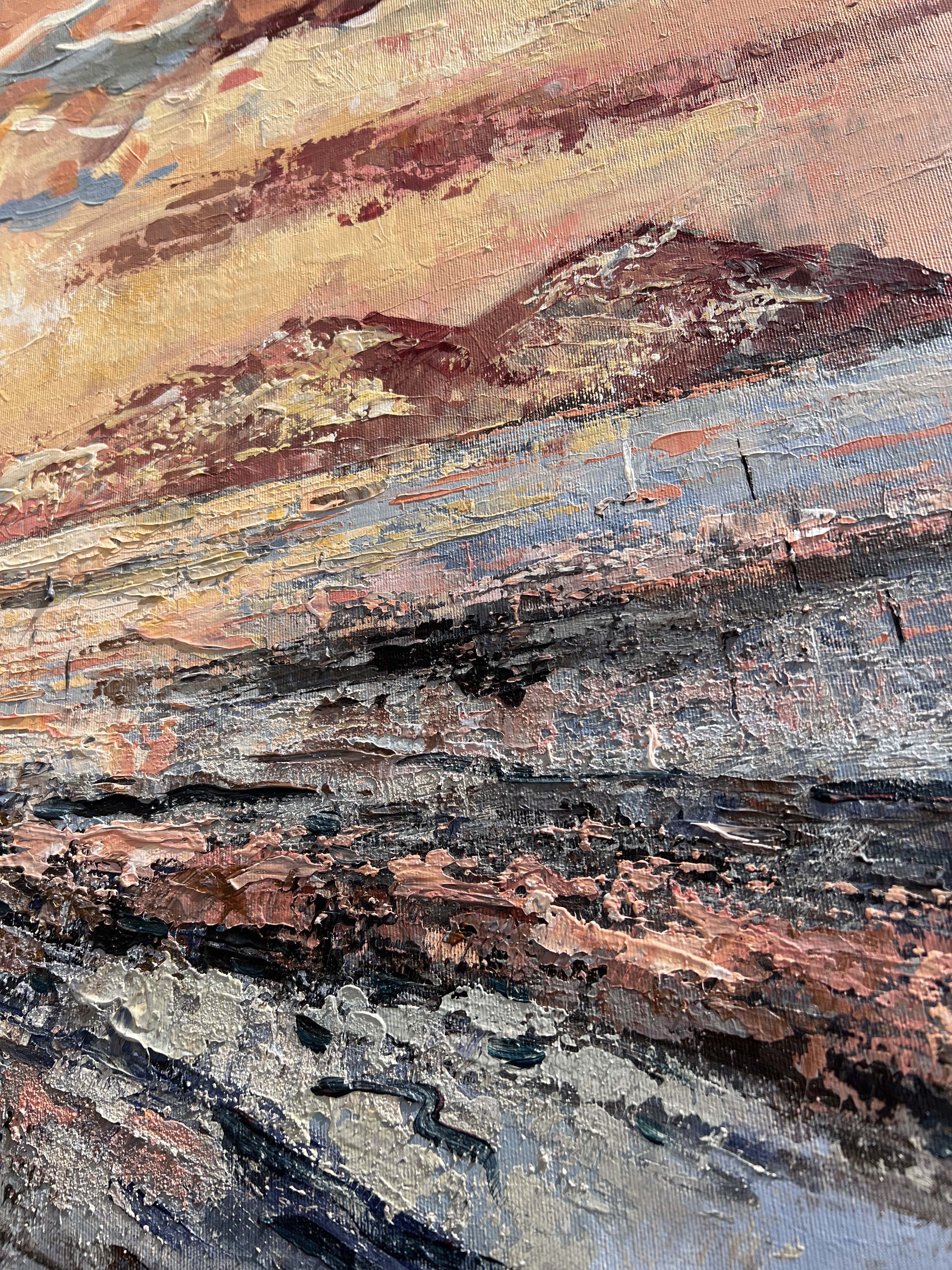 Golden Hour Glow - Seascape Sunset Painting with Warm Light