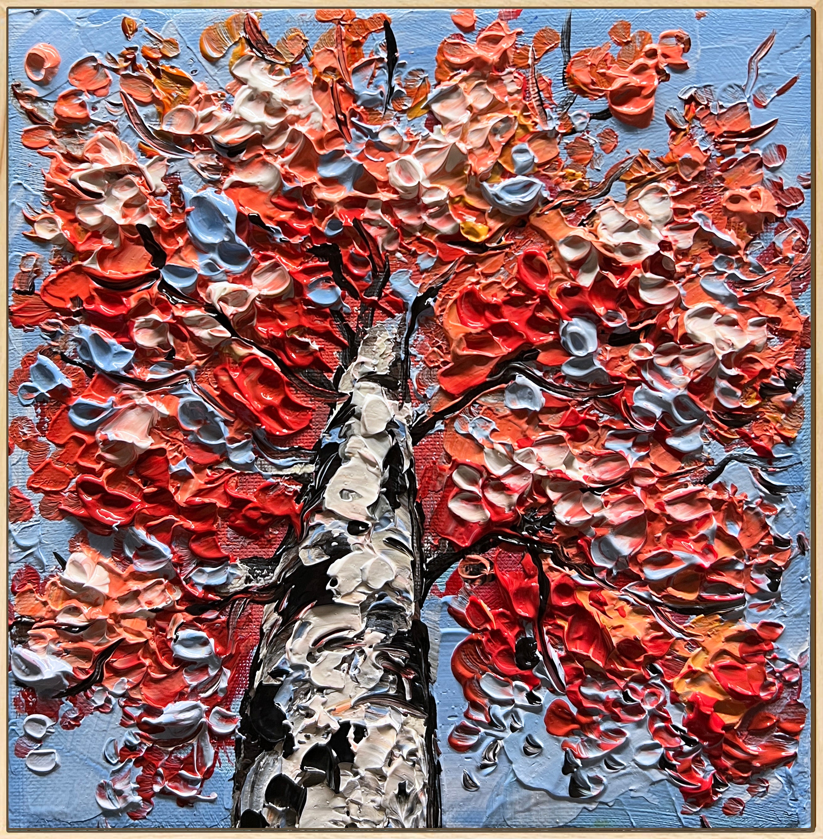 The Red Season – Textured Autumn Abstract Painting with Vibrant Color ...