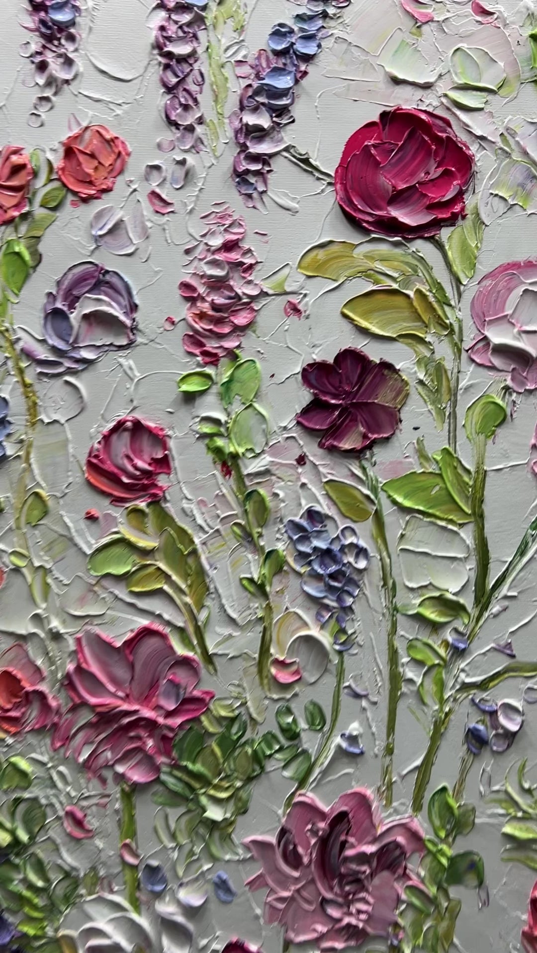 Wild Garden Textured 3D Floral Painting Textured Multicolor