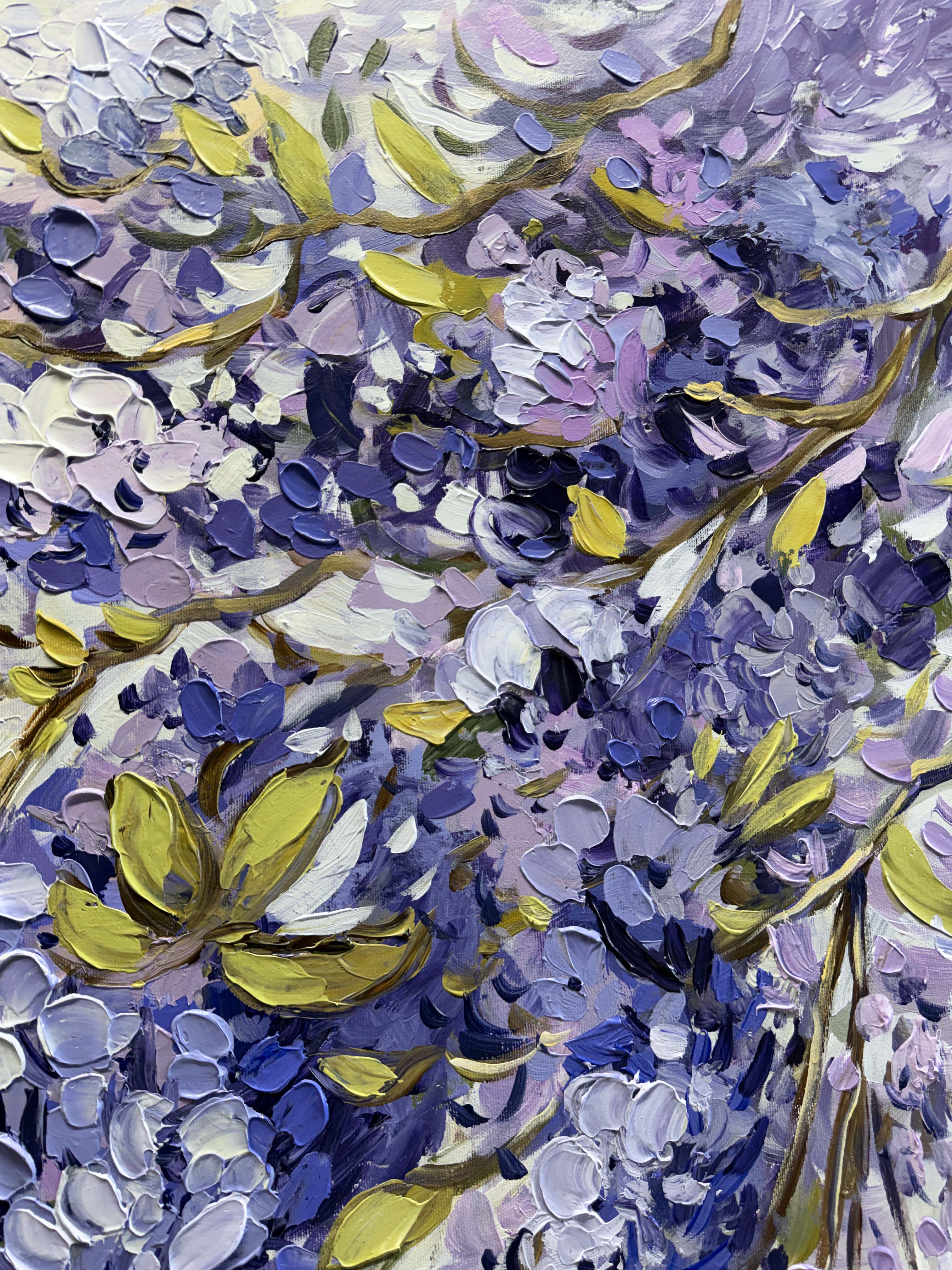 Wisteria - Expressive Floral Painting in Violet Lavender Lilac