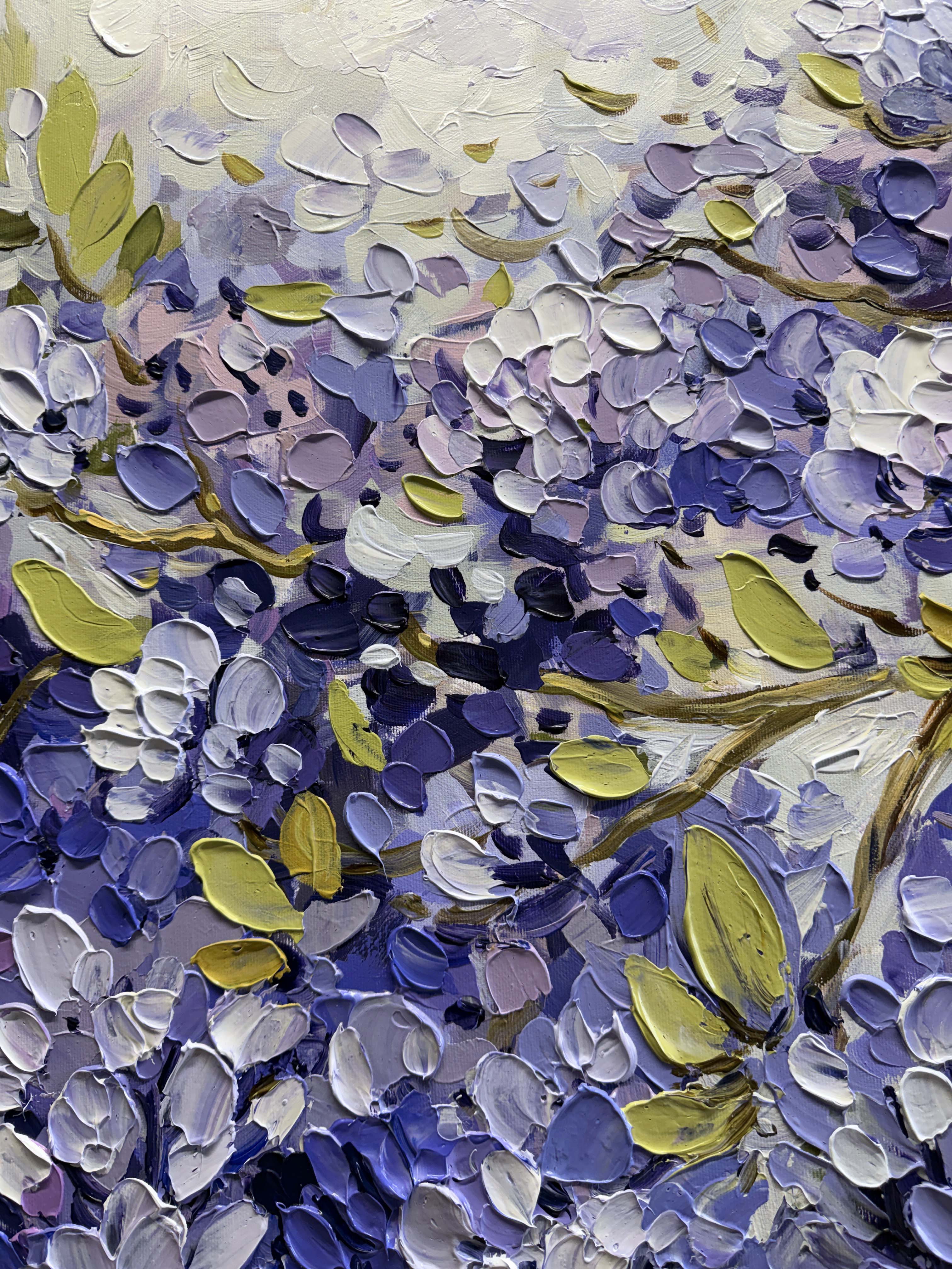 Wisteria - Expressive Floral Painting in Violet Lavender Lilac
