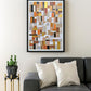 a living room with a couch and a painting on the wall