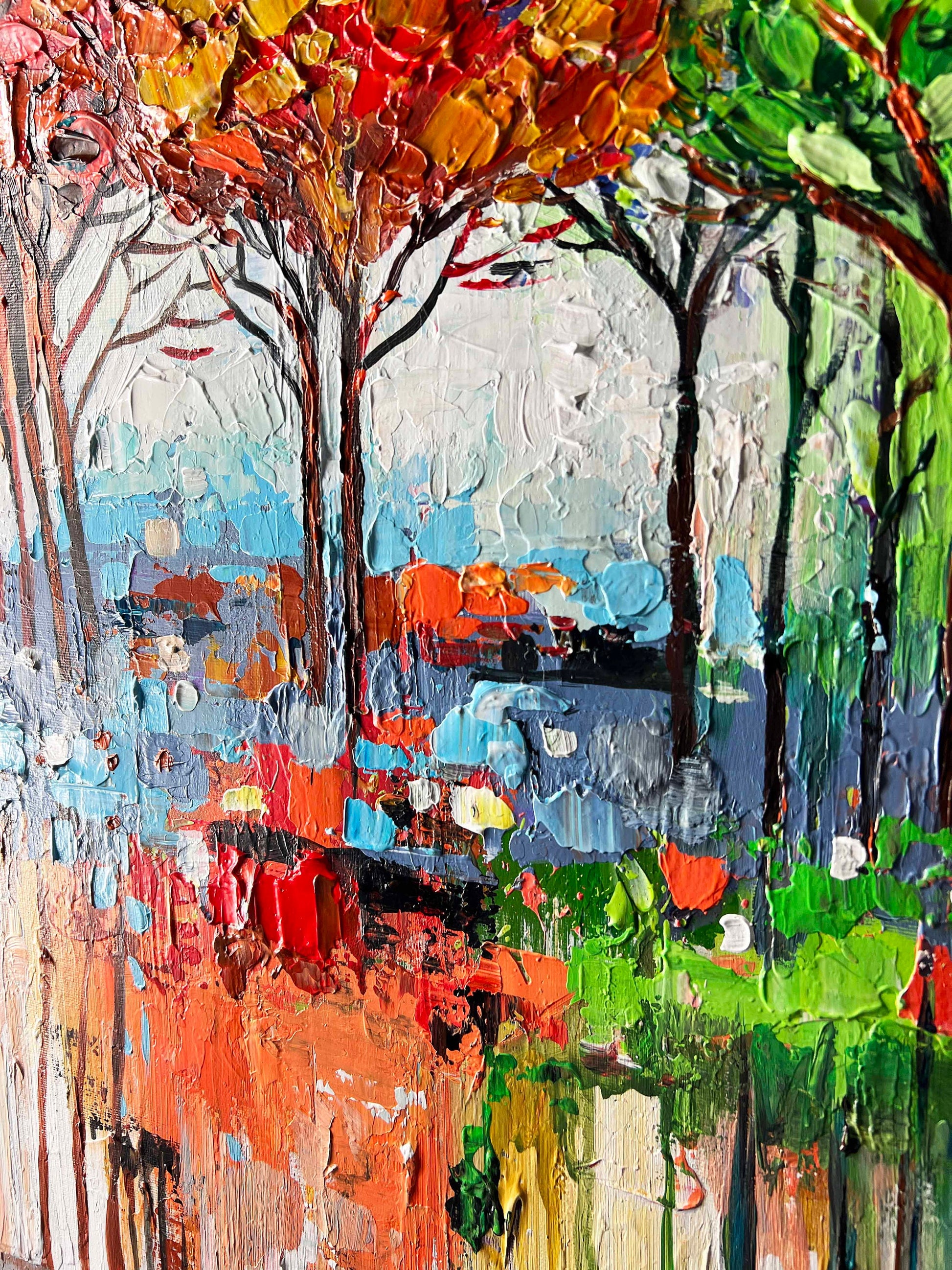 Autumn Beauty acrylic palette knife painting